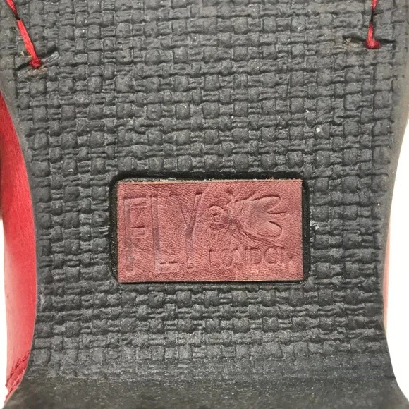 Fly London Red Leather Chelsea Ankle Boots Low Block Heel Size 40 - Picture 8 of 8